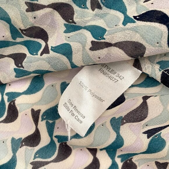 Cabi | Bird Pattern Sleeveless Sheer Blouse | Green | Size: Small - Picture 4 of 7